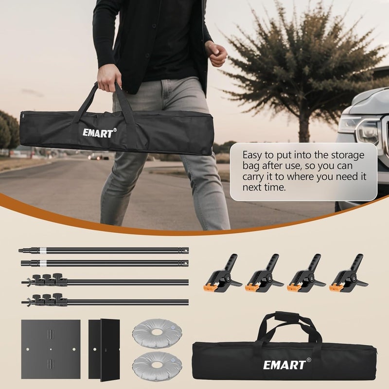 EMART Backdrop Stand, 8.5ft Height 10ft Width Adjustable Photography Background Support Poles with Heavy Duty Flat Base, Photo Metal Steel Pipe and Drape Frame Kit for Parties Birthday Wedding - Black - Image 5